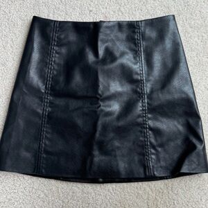 H&M Black Faux Leather Mini Skirt